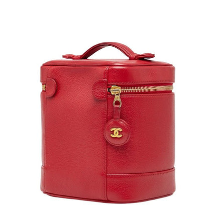 Chanel Coco Mark Vanity Bag Handbag Red Caviar Skin Ladies Chanel