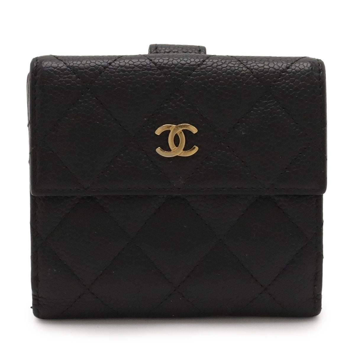Chanel Quilted CC Logo Bifold Wallet Hook Double