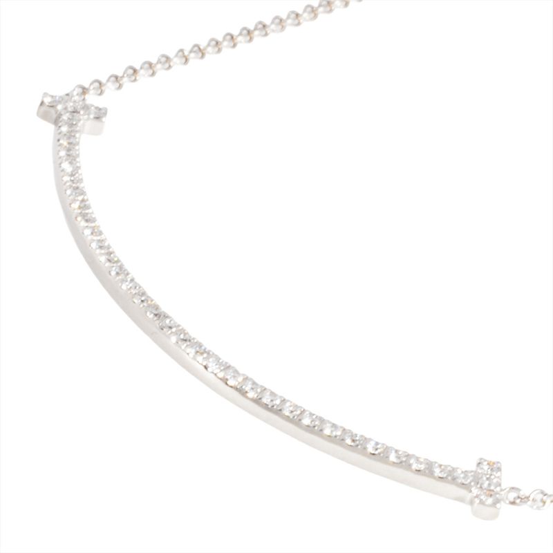 Tiffany & Co Tiffany & Co T-smile Small Necklace Diamond 18K White Gold 23g