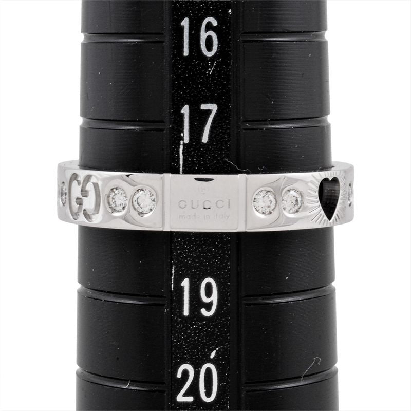 Gucci Icon Heart Ring With Diamonds 18K White Gold 50g Ladies