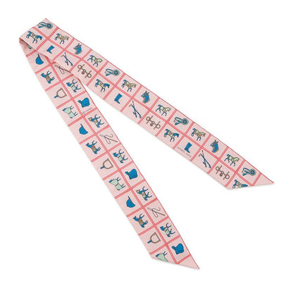 Hermes Scarf Twill Horsewear Couvertures Et Tenues de Jour Silk Rose Blue Veil