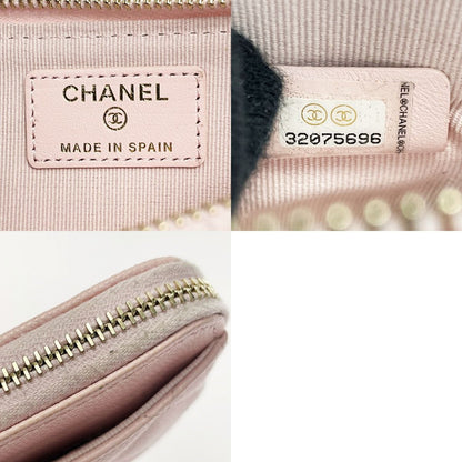 Chanel Matelasse Pink Coin Case Coin Purse Caviar Skin Ladies Gold Hardware