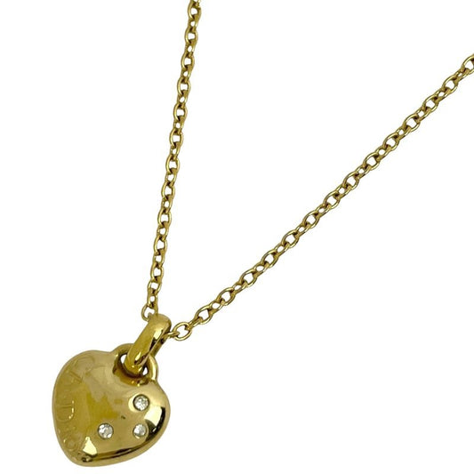 Christian Dior Logo Rhinestone Necklace Heart Motif GP