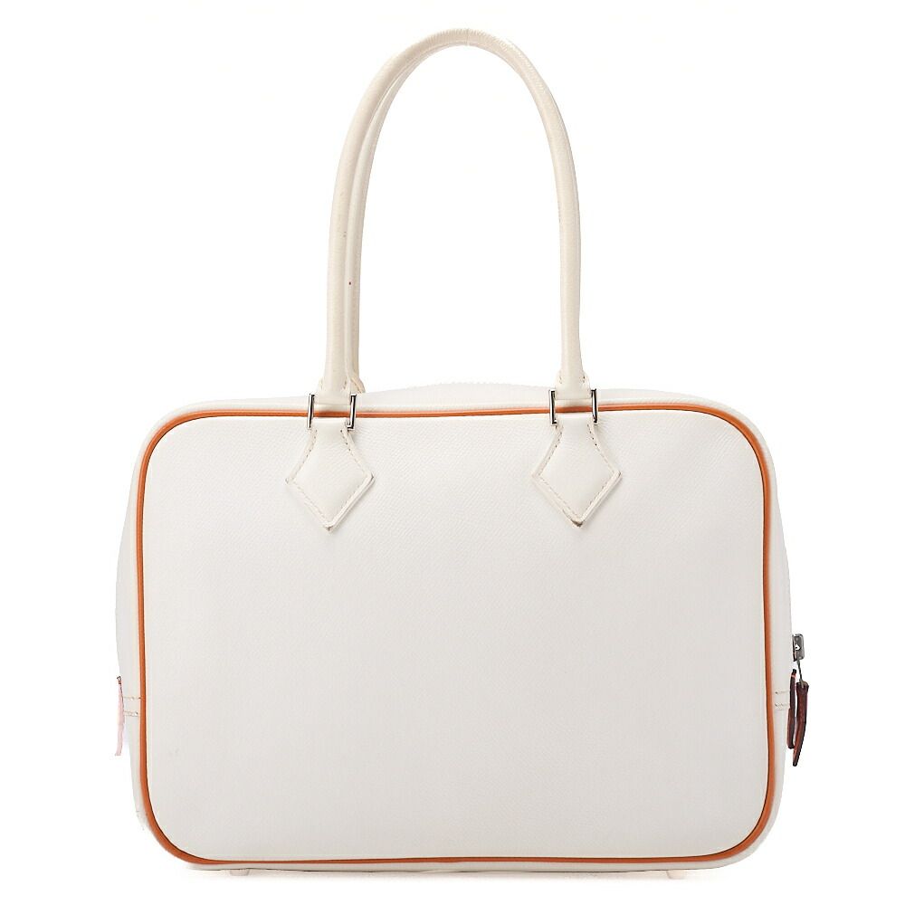 Hermes Brum 28 Tote Bag Epson White And Orange Silver Hardware Women's Bag