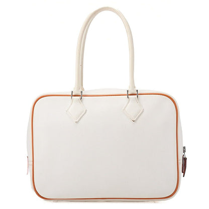 Hermes Brum 28 Tote Bag Epson White And Orange Silver Hardware Women's Bag