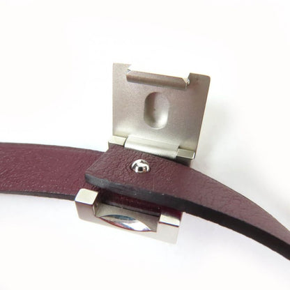 Hermes Medor Infini Dubretour Bracelet Leather Silver Hardware Bangle Purple T3