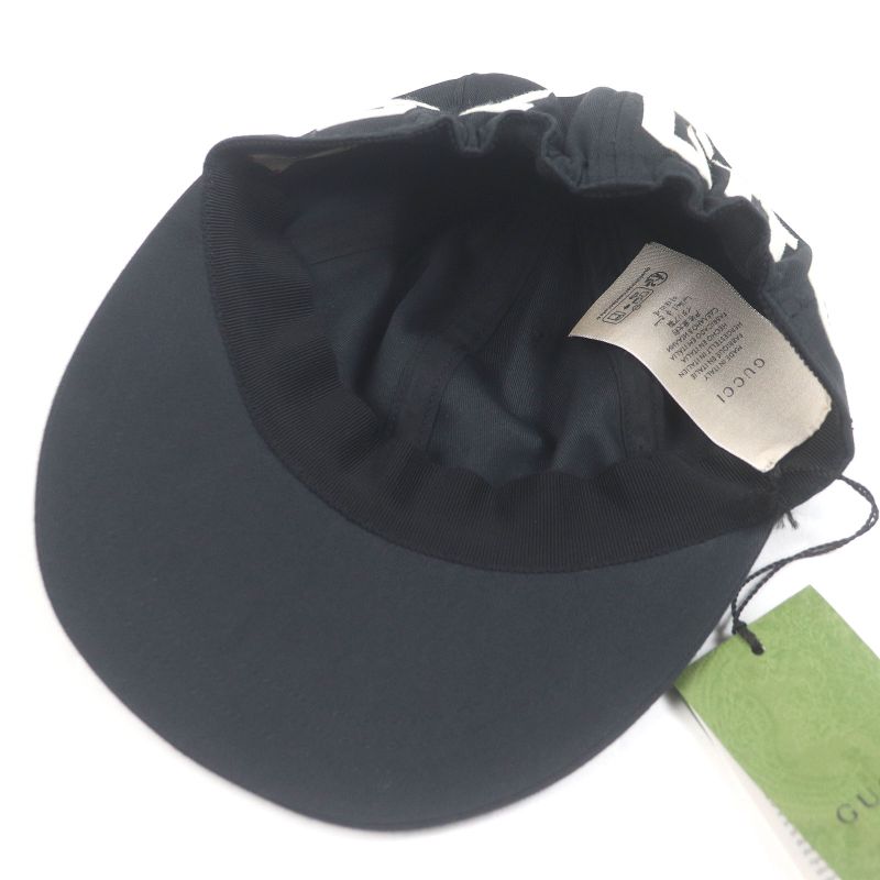 Gucci 23AW 751400 Logo Patch Rubberized Baseball Cap Black L/59cm (23.23in)
