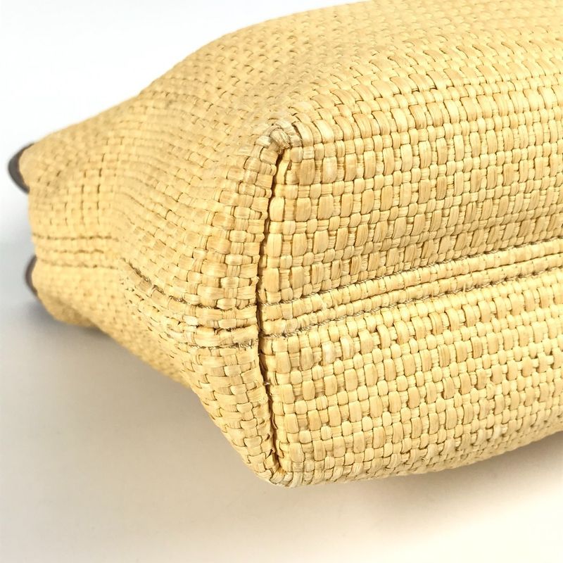 Chanel Shoulder Bag CC Coco Mark Logo Raffia Beige