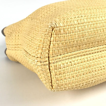 Chanel Shoulder Bag CC Coco Mark Logo Raffia Beige