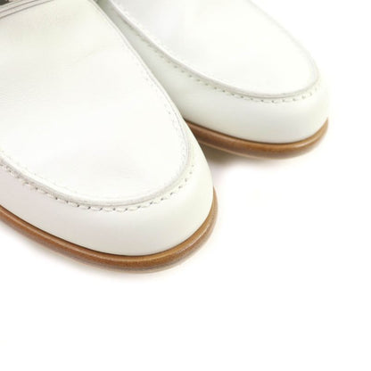 Hermes Moccasin Destin Silver Hardware Leather Loafer With Kelly Buckle White