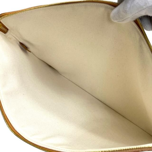 Celine Clutch Bag Second Bag Large Pouch Handbag Logo Canvas Leather Ivory