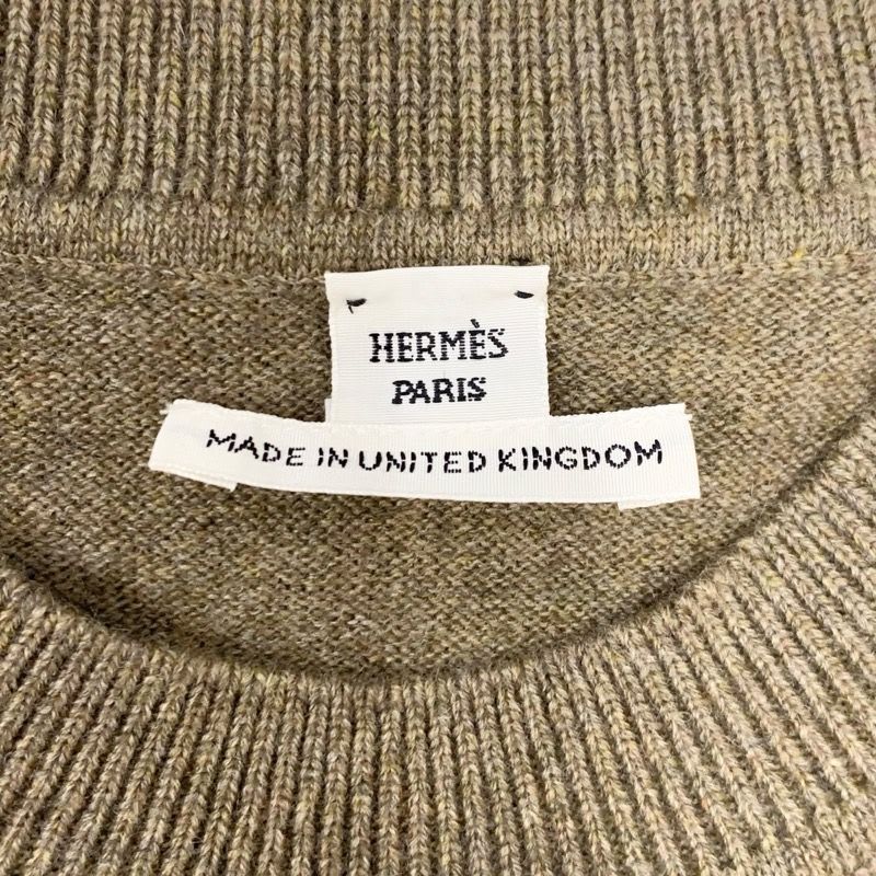 Hermes Top Cashmere Brown H Lift Small Fit Knit