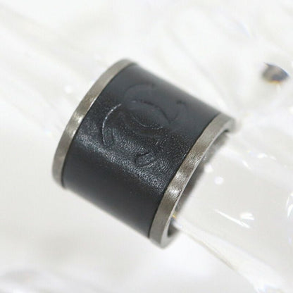 Chanel Ring Black Metal Leather