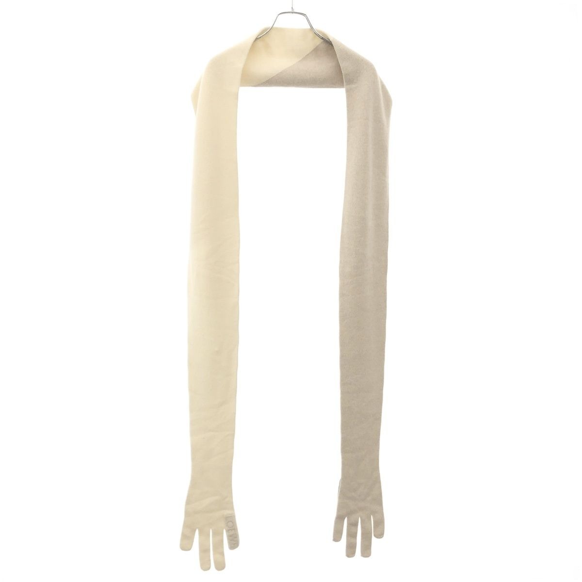 Loewe Cashmere Bill Logo Print Muffler Ivory Beige Scarf