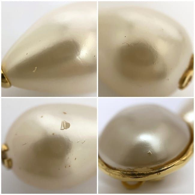 Chanel Earrings F22318 Gold Pearl White Coco Mark