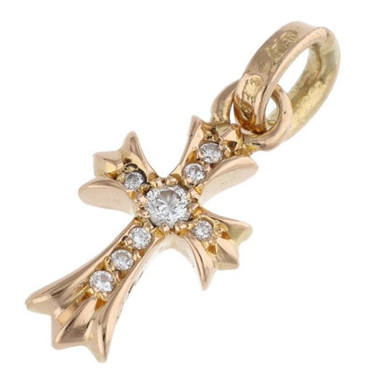 Chrome Hearts 22K Crs Bbyfat P Dmnd Baby Fat Pave Diamond Charm Gold Necklace