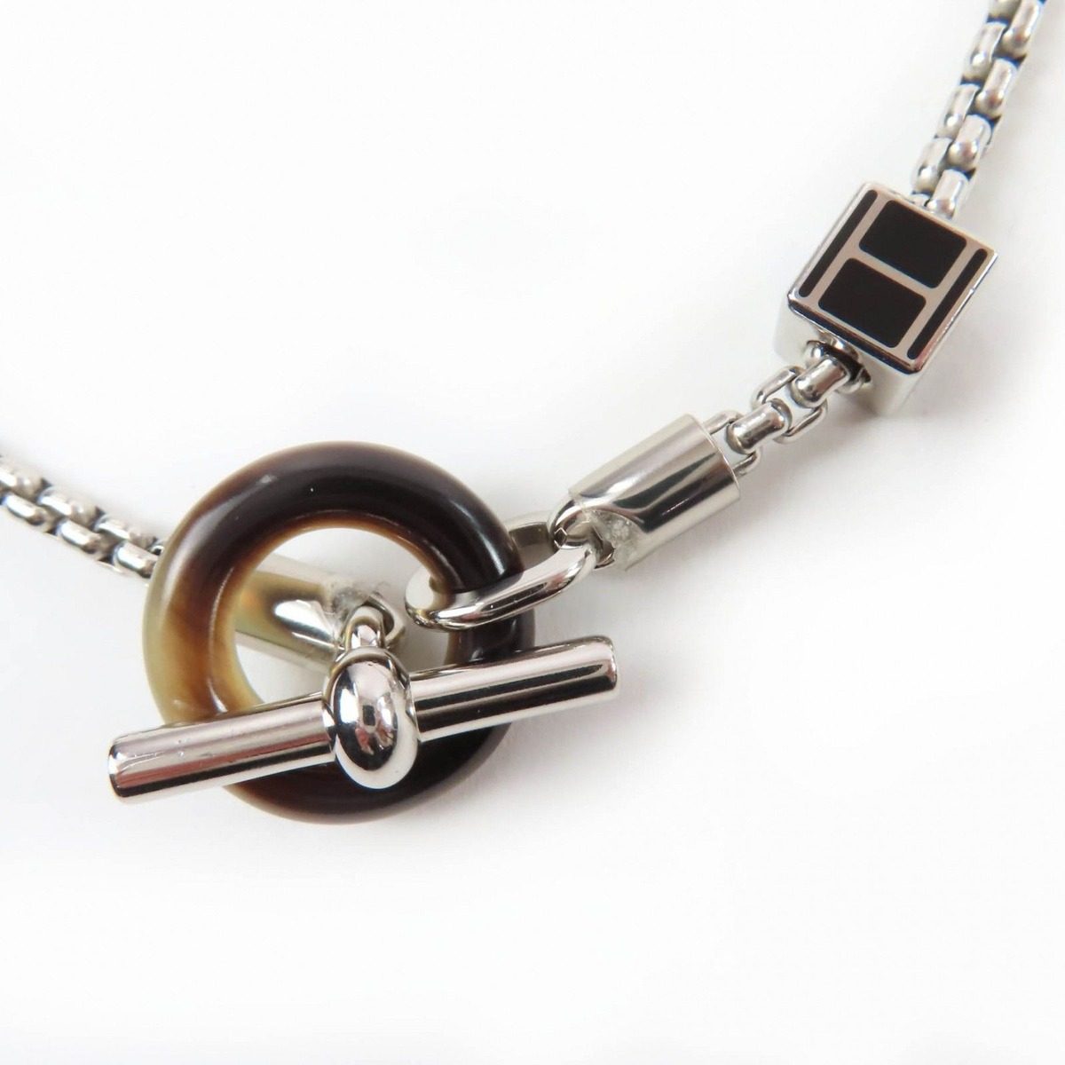 Hermes Meli Melo H Logo Pendant Necklace Silver Black — view 4