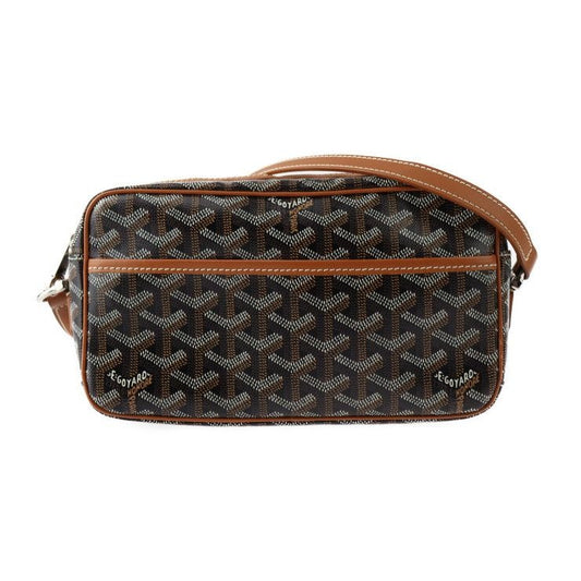 Goyard Cupveil PM Shoulder Bag Leather Black Brown Silver Hardware