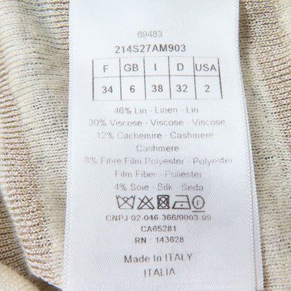 Christian DIOR 214s27am903 Linen Cashmere Silk Blend Striped Sailor Collar Knit