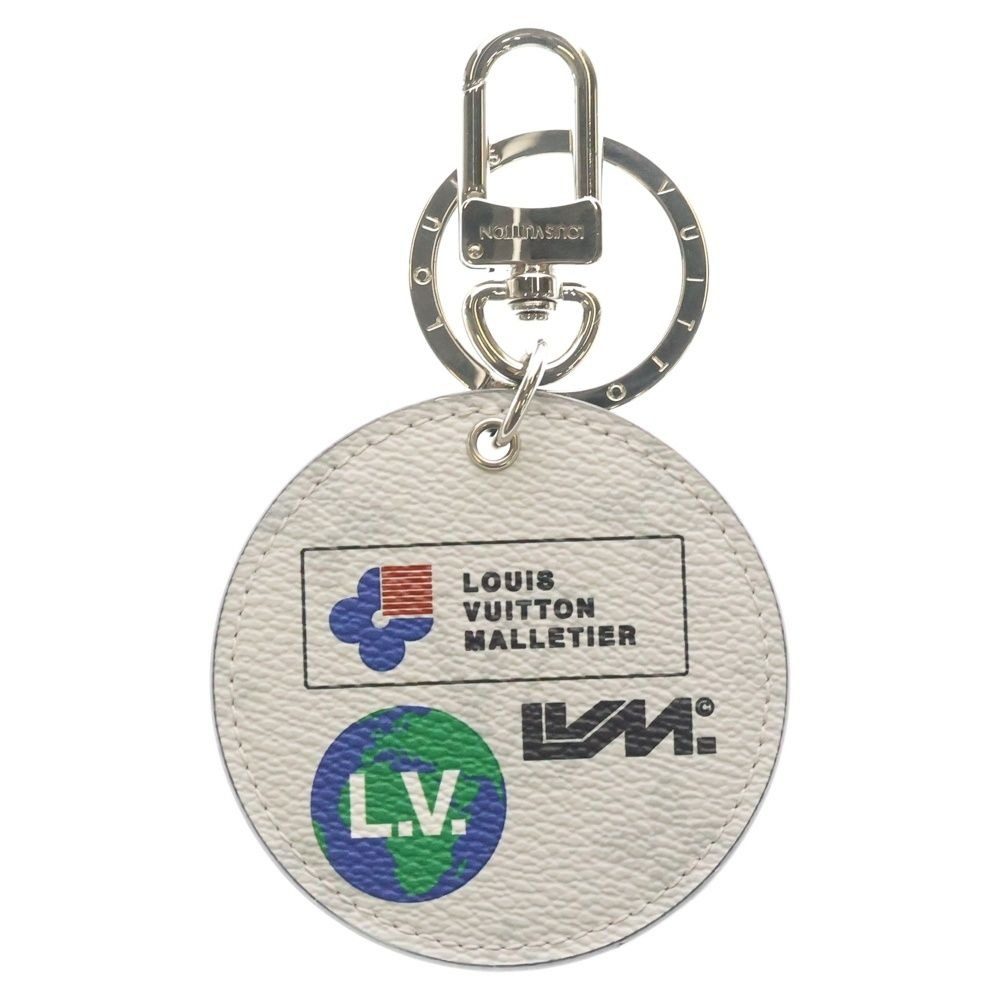 Louis Vuitton Monogram Porte Cles Round Key Holder Bag Charm White Leather