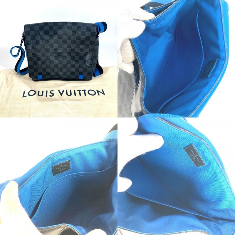 Louis Vuitton Shoulder Bag District PM N42420 Damier Graphite Canvas Black