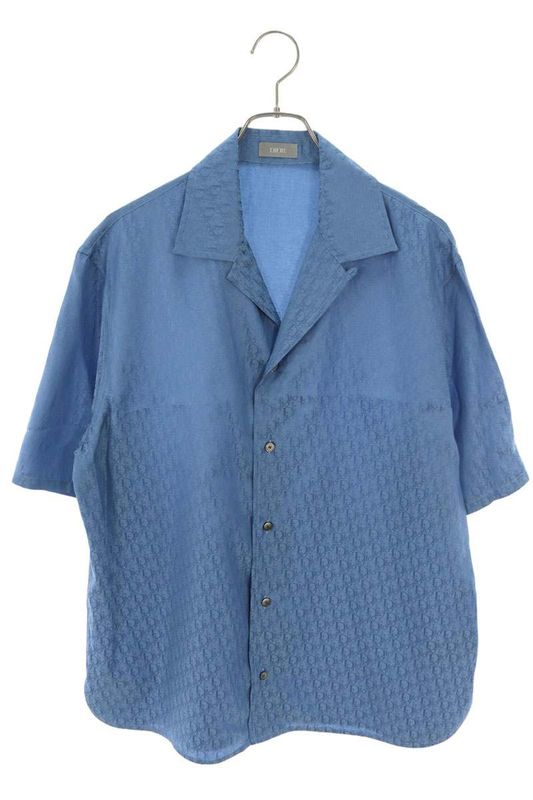 Dior 24SS 483c568a5231 Oblique All-over Silk Blend Short Sleeve Shirt Men's 40