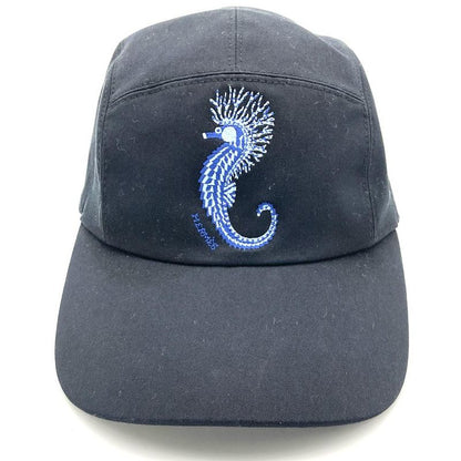 Hermes Nevada Seahorse 59 Cap Cotton Polyurethane Navy Men's