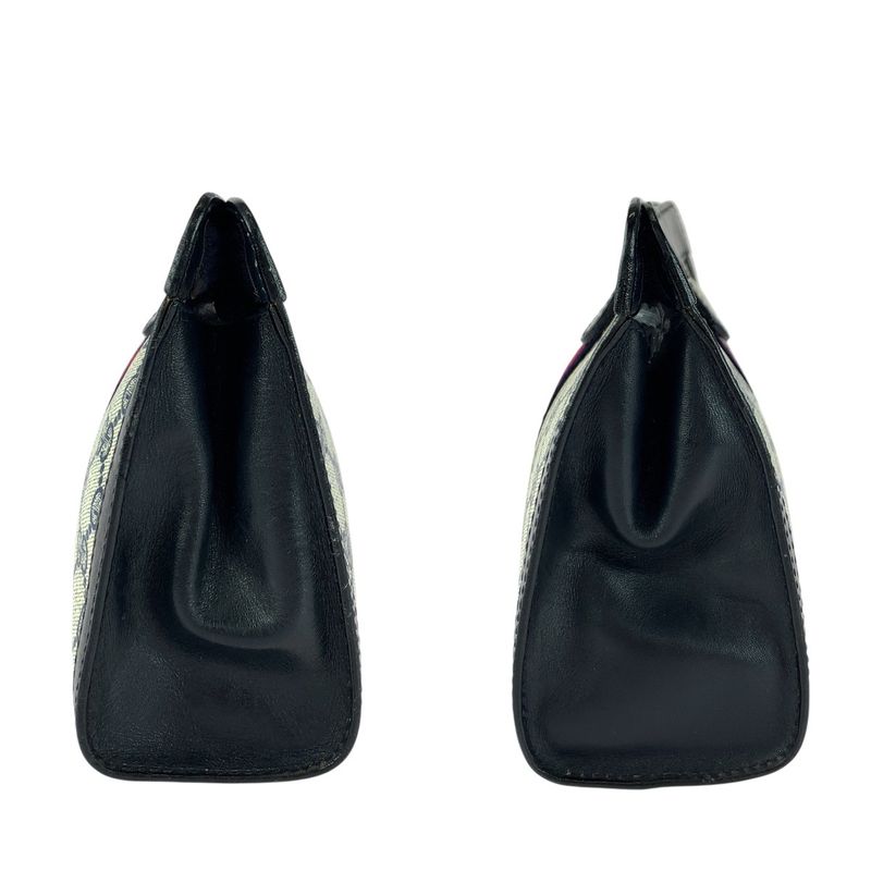 Gucci Vintage Old Gucci Sherry Line Navy Red Gray GG Supreme Canvas/leather