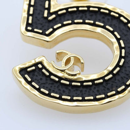 Chanel Earrings No.5 Number Five B23S Coco Mark Black/gold Color With Box