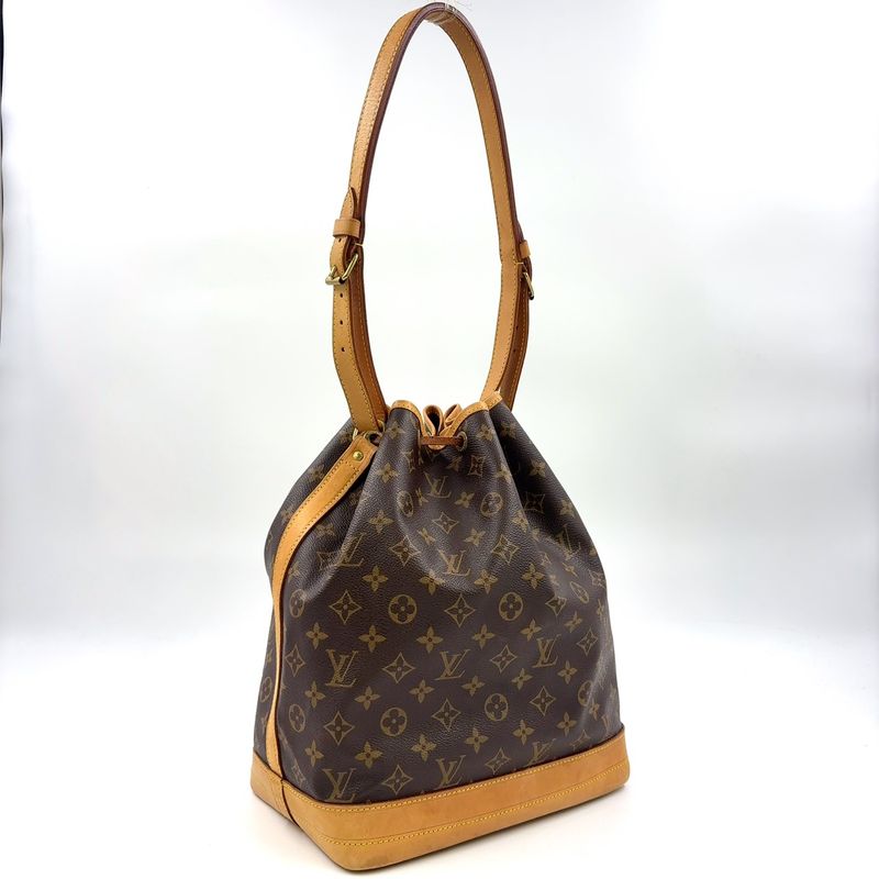 Louis Vuitton Noe Monogram Leather × PVC Brown Shoulder Bag Gold M42224