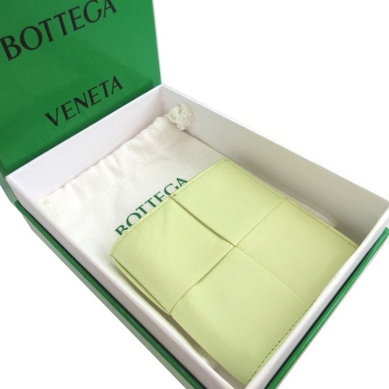 Bottega Veneta Maxi Intrecciato 690934 IC Chip Leather Yellow Bifold Wallet