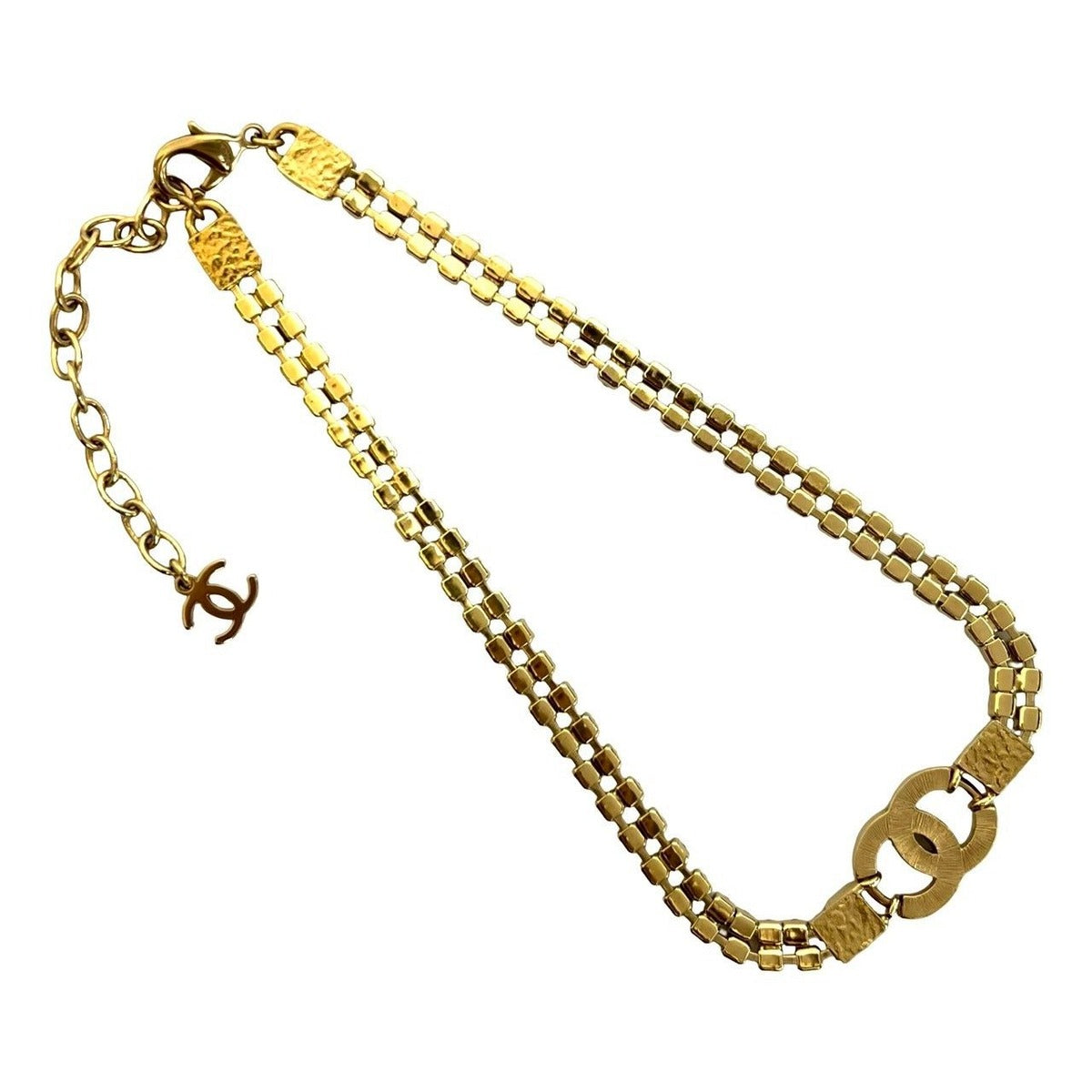 Chanel CC Logo Rhinestone Faux Pearl Necklace Choker Gold — view 5