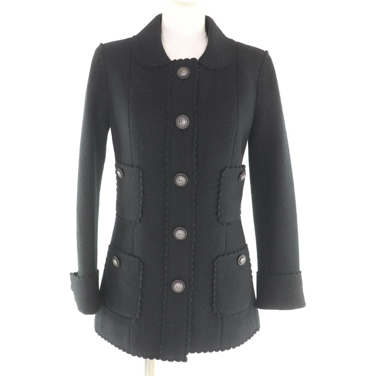 Chanel Wool Jacket Silk Black