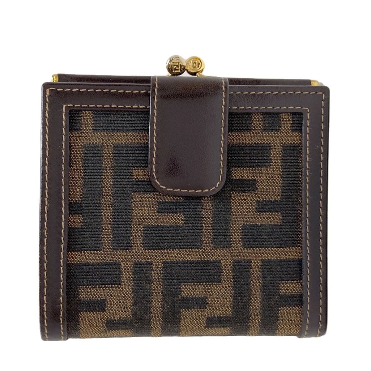 Fendi Zucca Pattern Bifold Wallet Canvas Leather