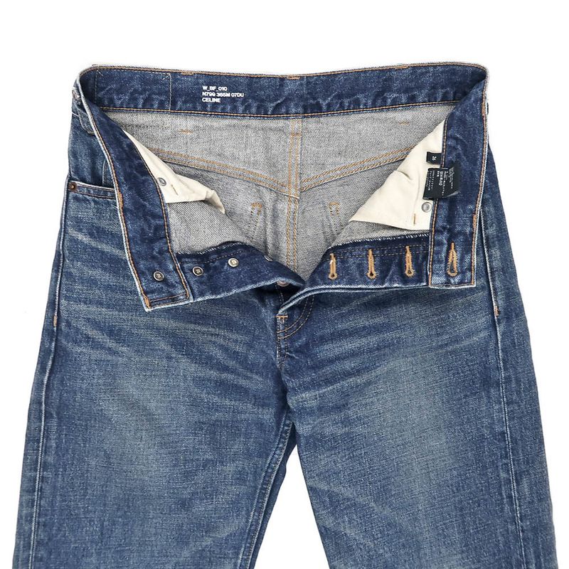 Celine Cut-off Denim N799365m07du 26 Size Blue Denim Pants Women's