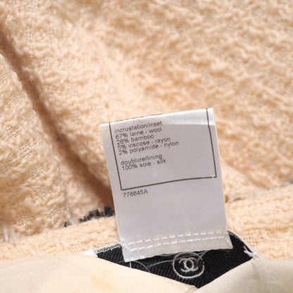 Chanel Jacket Size 38 Coco Mark CC Logo Buttons Blade Trim Wool Made In France