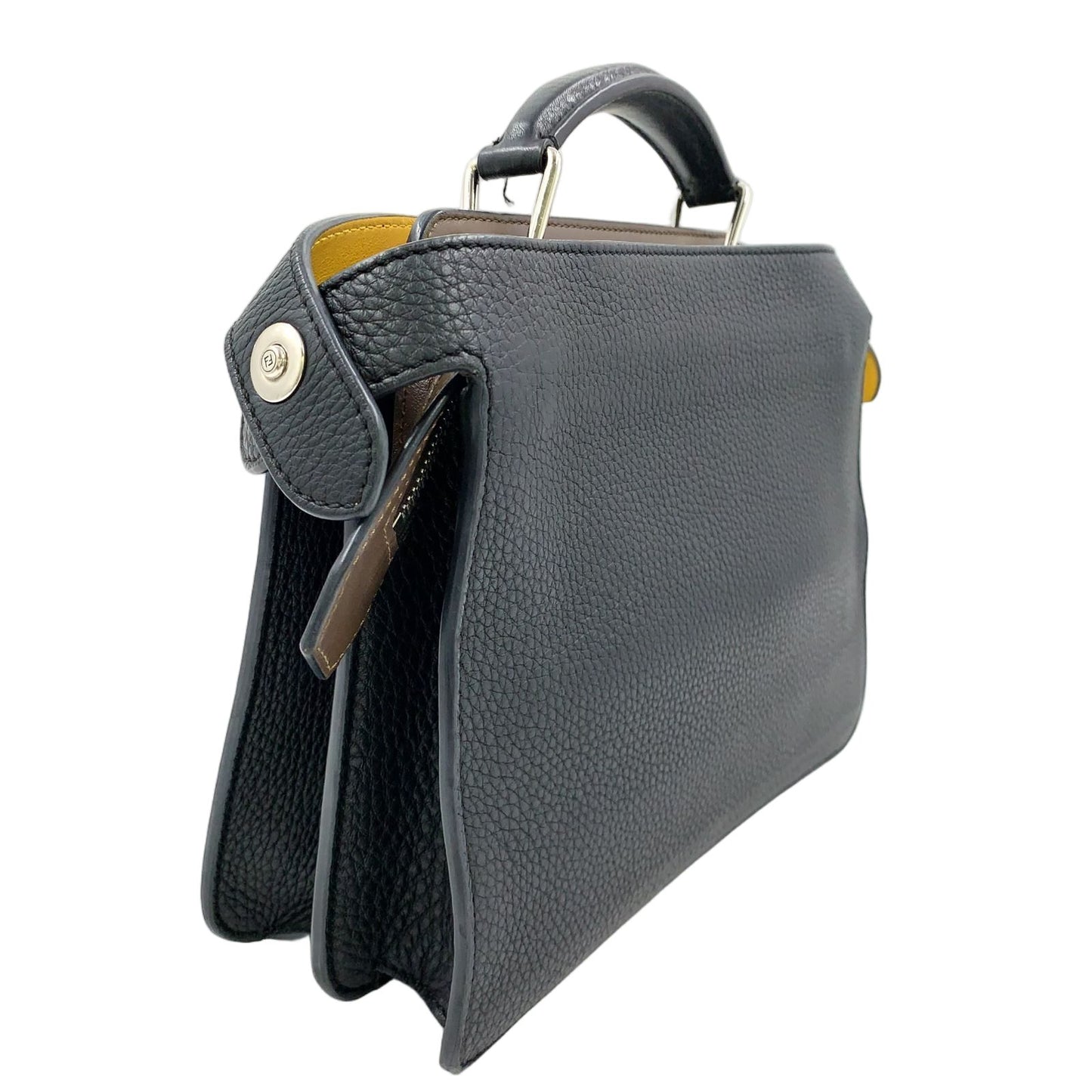Fendi Peekaboo Eye Small Leather Black Handbag Silver — view 2