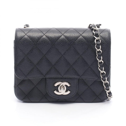Chanel Shoulder Bag Mini Quilted Black Leather