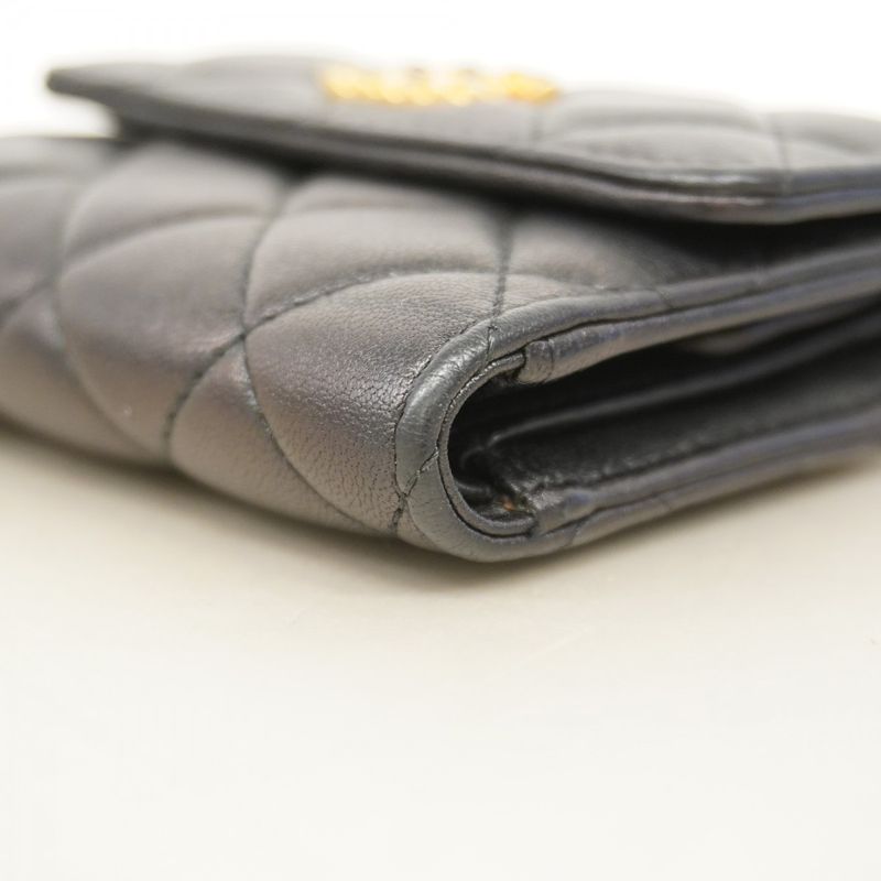 Chanel Trifold Wallet Chanel 19 Lambskin Black Gold Hardware Women