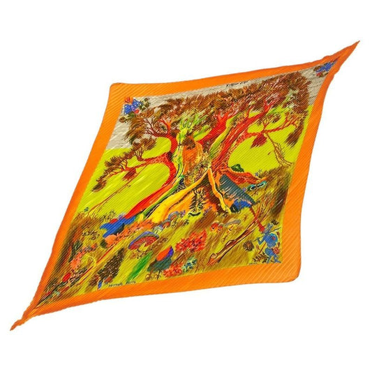 Hermes Scarf Pleated Silk Kuggor Tree Fashion Item