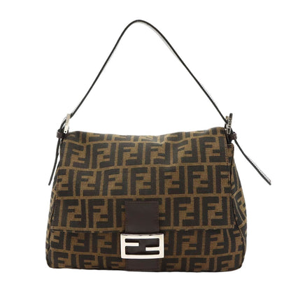 Fendi Zucca Mamma Baguette Shoulder Bag Canvas Leather Brown