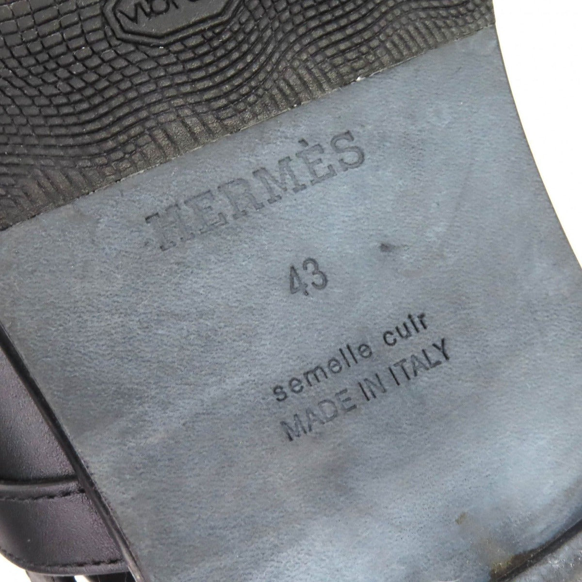Hermes Giacomo Logo Ankle Strap Leather Comfort Sandals Black — view 12