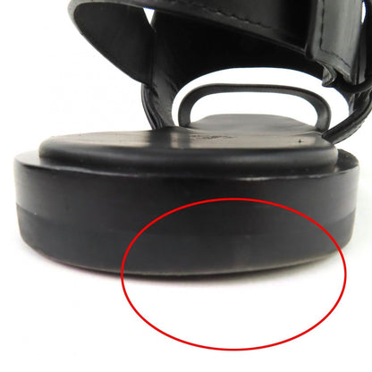 Hermes Giacomo Logo Ankle Strap Leather Comfort Sandals Black — view 13