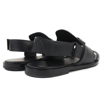 Hermes Giacomo Logo Ankle Strap Leather Comfort Sandals Black — view 7