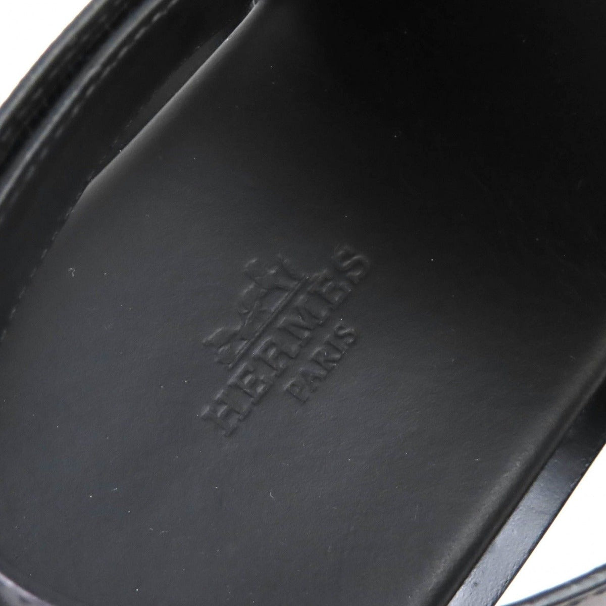 Hermes Giacomo Logo Ankle Strap Leather Comfort Sandals Black — view 10