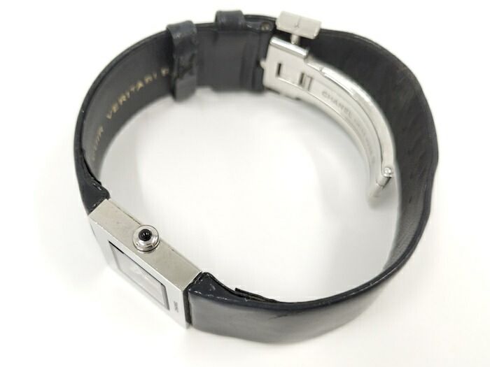 Chanel Ladies Watch Matelasse SS Leather Belt Black Quartz Black Dial H0116