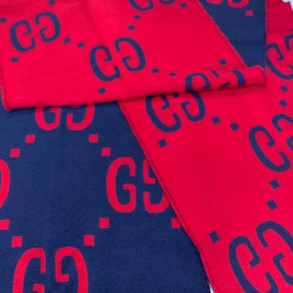 3074 Gucci Scarf GG Jacquard Wool Silk Scarf 495592 Preowned Excellent Condition