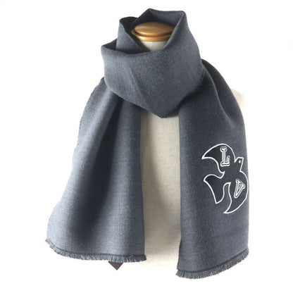  Louis Vuitton M77944 Echarpe LV Harmony Scarf 100% Wool With Logo Patch Gray