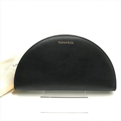 Tiffany & Co Half Moon Leather Wallet Clutch Black