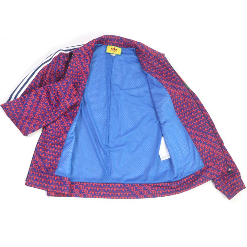 Gucci Adidas 692112 Double G Trefoil Sideline Jersey Track Jacket Blue Red L